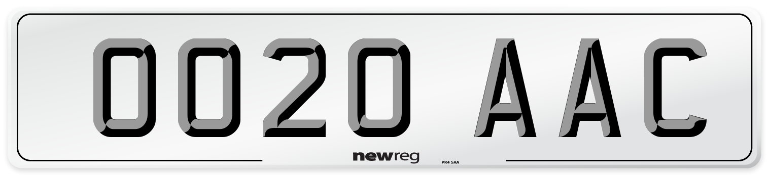 OO20 AAC Number Plate from New Reg